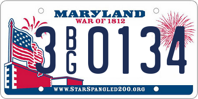 MD license plate 3BG0134