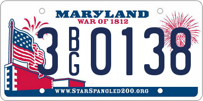 MD license plate 3BG0138