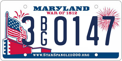 MD license plate 3BG0147