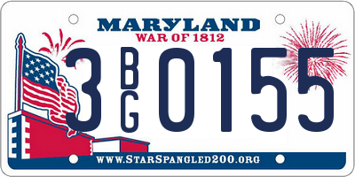 MD license plate 3BG0155
