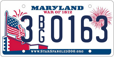 MD license plate 3BG0163
