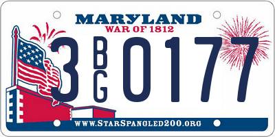 MD license plate 3BG0177