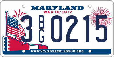 MD license plate 3BG0215