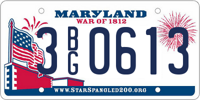 MD license plate 3BG0613