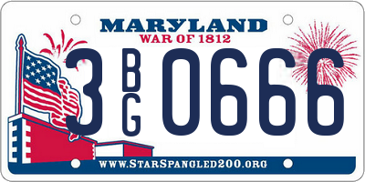 MD license plate 3BG0666