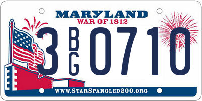 MD license plate 3BG0710