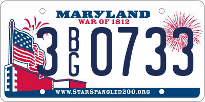 MD license plate 3BG0733