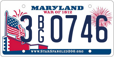 MD license plate 3BG0746
