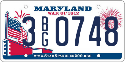MD license plate 3BG0748