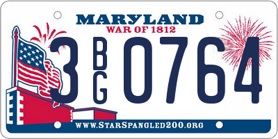 MD license plate 3BG0764