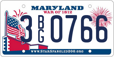 MD license plate 3BG0766