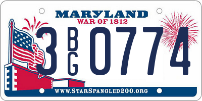 MD license plate 3BG0774