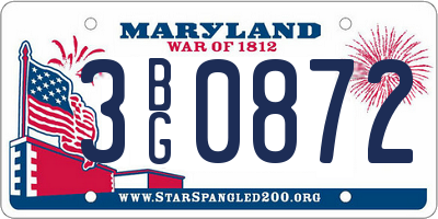 MD license plate 3BG0872