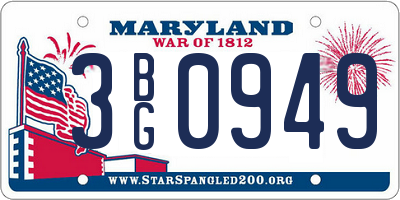 MD license plate 3BG0949