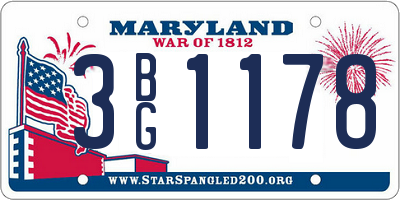 MD license plate 3BG1178