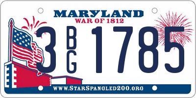 MD license plate 3BG1785
