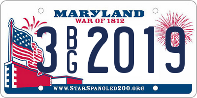 MD license plate 3BG2019