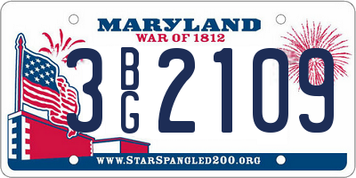 MD license plate 3BG2109