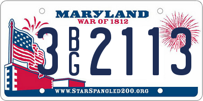MD license plate 3BG2113