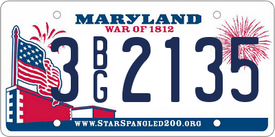 MD license plate 3BG2135