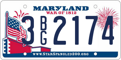 MD license plate 3BG2174