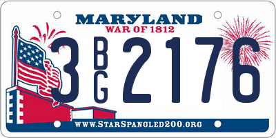MD license plate 3BG2176