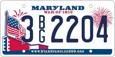 MD license plate 3BG2204