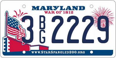 MD license plate 3BG2229
