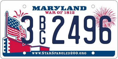 MD license plate 3BG2496