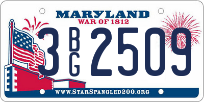 MD license plate 3BG2509