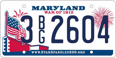 MD license plate 3BG2604