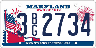 MD license plate 3BG2734