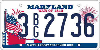 MD license plate 3BG2736