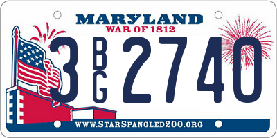 MD license plate 3BG2740