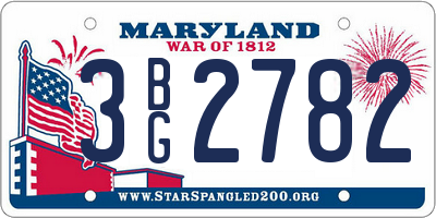 MD license plate 3BG2782