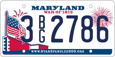 MD license plate 3BG2786