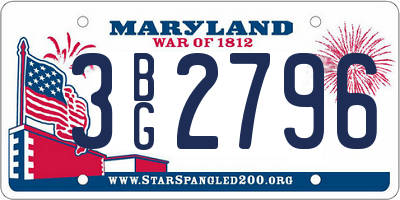 MD license plate 3BG2796