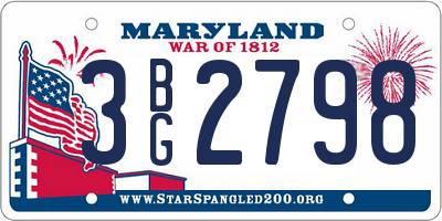 MD license plate 3BG2798