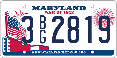 MD license plate 3BG2819