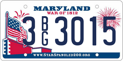 MD license plate 3BG3015