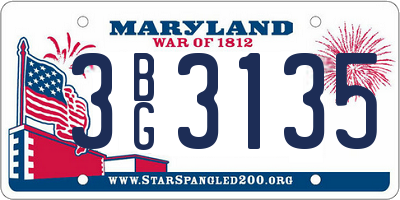 MD license plate 3BG3135