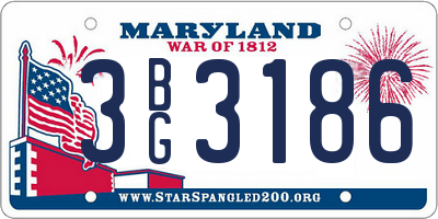 MD license plate 3BG3186
