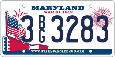 MD license plate 3BG3283
