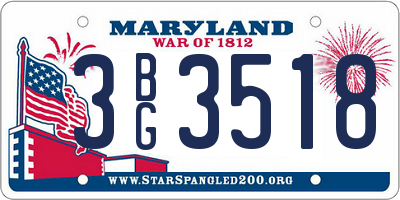 MD license plate 3BG3518