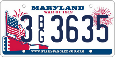 MD license plate 3BG3635