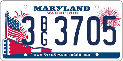 MD license plate 3BG3705