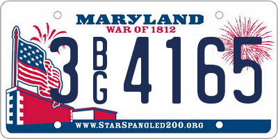 MD license plate 3BG4165