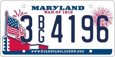 MD license plate 3BG4196