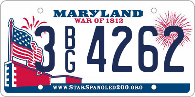 MD license plate 3BG4262