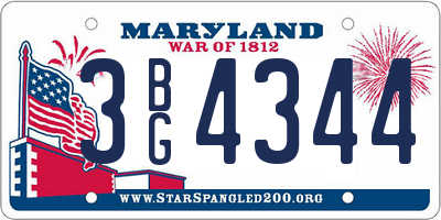 MD license plate 3BG4344